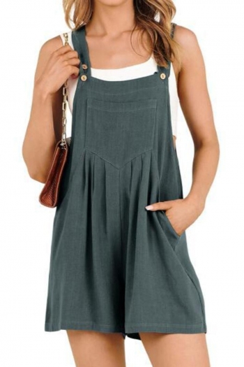 stylish plus size non-stretch simple solid color pocket loose overalls#1