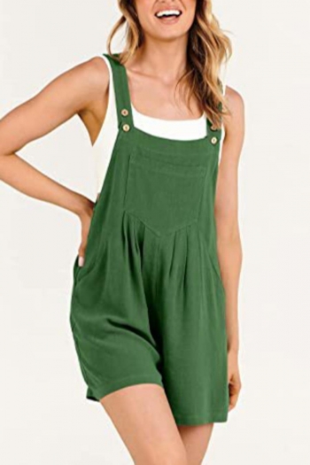 stylish plus size non-stretch simple solid color pocket loose overalls#2
