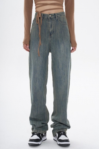 stylish non-stretch plus size simple straight-leg all-match jeans size run small