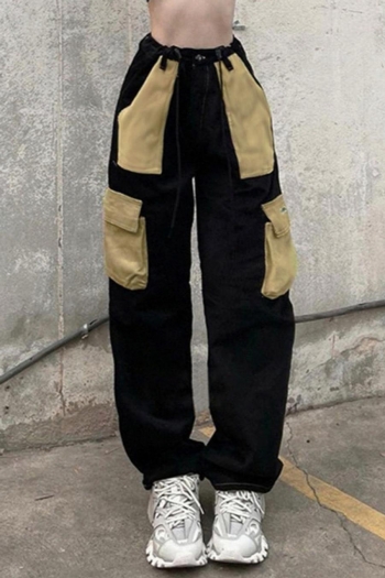  Cargo Pants for Men Color Block Drawstring Elastic