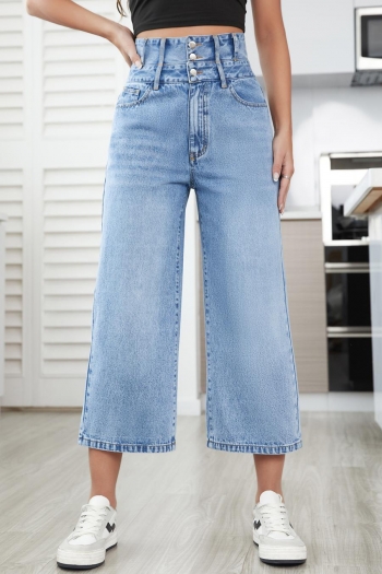 xs-xl casual non-stretch high waist all-match straight crop jeans