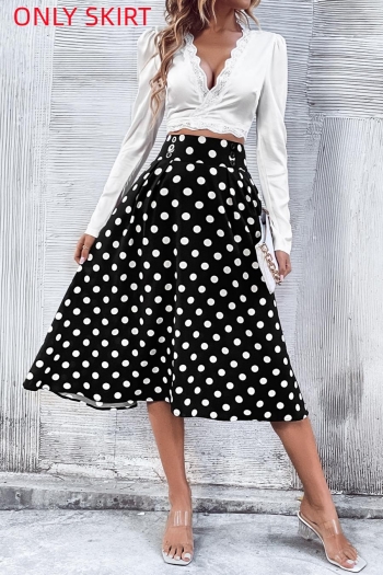 stylish non-stretch polka dot printing all-match midi skirt(only skirt)