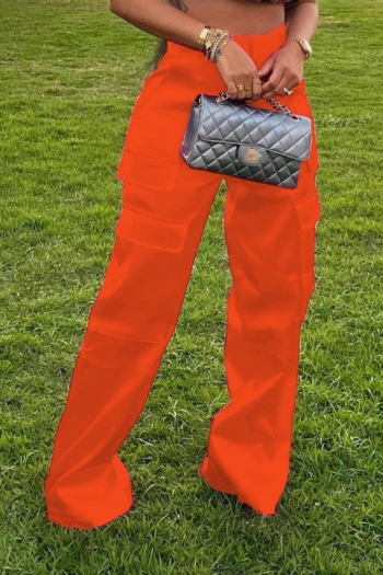 casual plus-size slight stretch pocket loose zip-up pants
