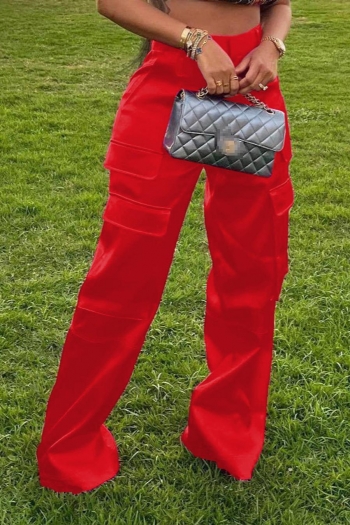 Casual plus-size slight stretch pocket loose zip-up pants