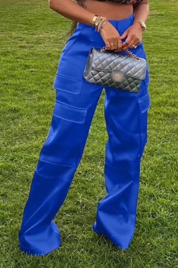 Casual plus-size slight stretch pocket loose zip-up pants