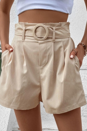 casual non-stretch pocket with belt loose shorts