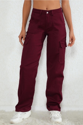 xs-2xl casual plus size slight stretch high waist pocket straight cargo jeans