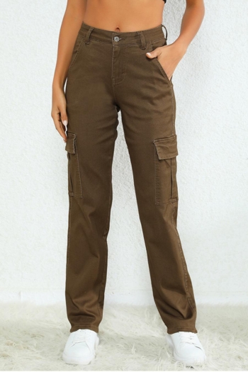 xs-2xl casual plus size slight stretch high waist pocket cargo jeans
