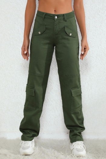 xs-2xl casual plus size slight stretch high waist all-match cargo jeans