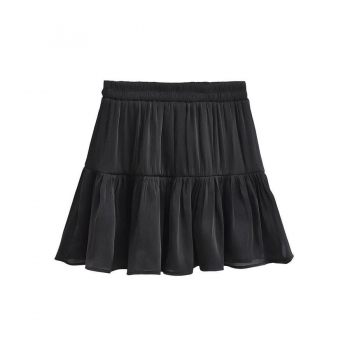 stylish pure color non-stretch chiffon mini skirt with lined(size run small)