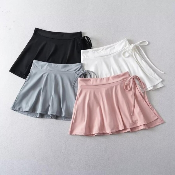 stylish slight stretch 4 colors slit side mini skirt with lined(size run small)