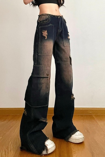 sexy retro slight stretch denim low waist pocket pants