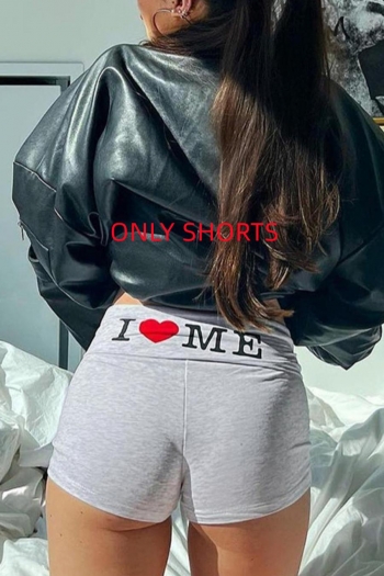 stylish slight stretch letter fixed printing all-match hot shorts(only shorts)