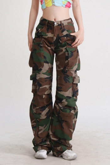 stylish non-stretch multi-pocket zip-up high quality camo cargo pants