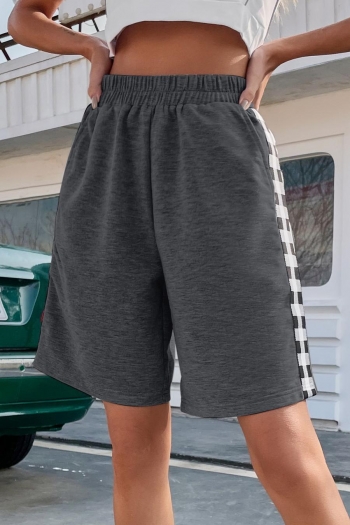 casual non-stretch lattice patchwork pocket high-waist shorts