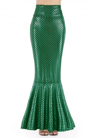 sexy plus size slight stretch holographic high waist maxi mermaid skirt