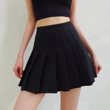 sexy slight stretch with lining high waist pleated skirt(size run small)