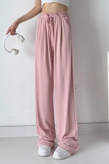 casual slight stretch solid color high waist wide leg pants size run small