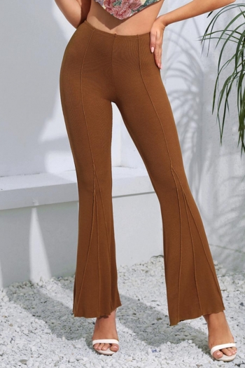 stylish slight stretch pure color all-match bell-bottoms