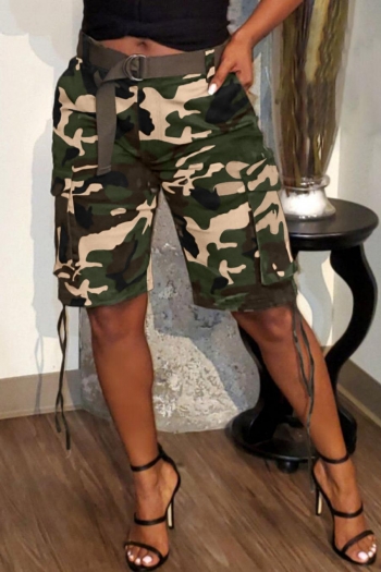 casual plus size non-stretch tatting camo printing cargo shorts(without belt)