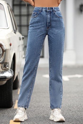xs-l casual non-stretch high waist all-match straight jeans