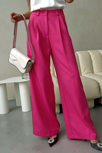 stylish non-stretch two colors high waist wide-leg all-match suit trousers