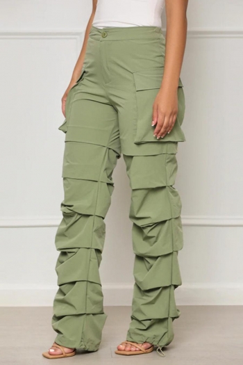 casual plus size non-stretch two colors drawstring cargo straight pants