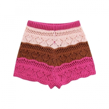 sexy slight stretch knitted stripes hollow shorts size run small