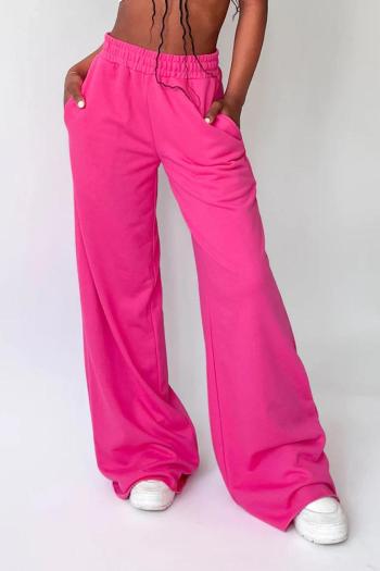 casual non-stretch 6-colors solid color pocket high waist wide-leg pants