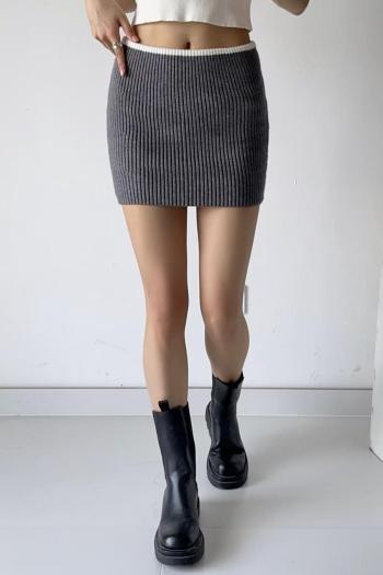sexy slight stretch knitted 2 colors all-match mini skirt(size run small)