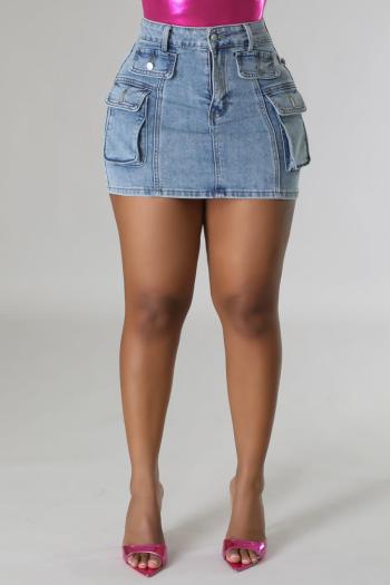 sexy plus size slight stretch denim all-match bodycon mini skirt