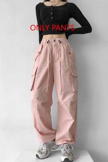 casual non-stretch solid color drawstring pants size run small