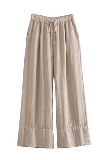 casual non-stretch solid color high-waist drawstring pants size run small