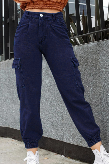 casual plus size slight stretch denim all-match cargo jeans