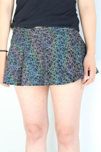 sexy plus size slight stretch bird's nest reflective zip-up all-match mini skirt