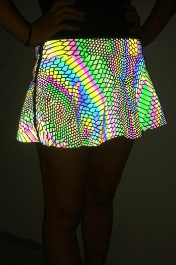 Wholesale Sexy plus size slight stretch snake reflective zip-up mini  skirt(only skirt) FA005093 
