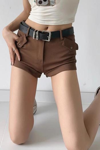 sexy non-stretch solid color high-waist with belt shorts size run small