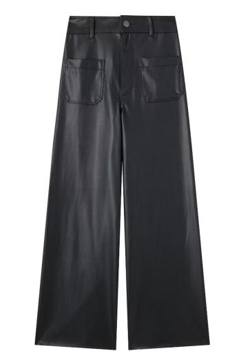 xs-l stylish slight stretch pu leather high waist straight pants(size run small)