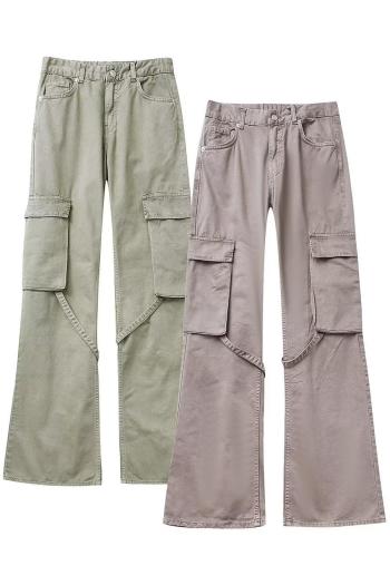 xs-l casual non-stretch high waist cargo straight pants(size run small)