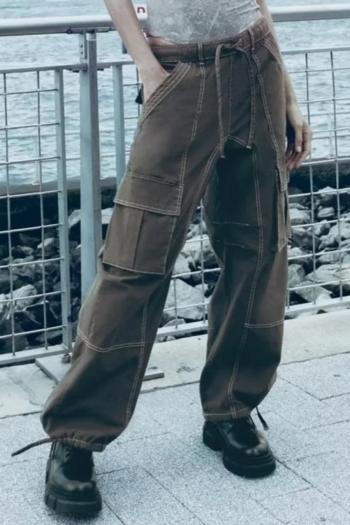 xs-l casual non-stretch drawstring cargo pants(size run small)