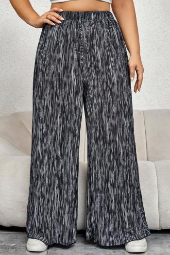 casual plus size slight stretch solid high waist wide-leg pants