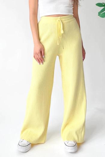 casual slight stretch solid color ribbed knit 7 colors loose pants
