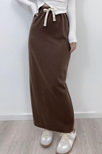 stylish slight stretch 4 colors high waist wrap maxi skirt(size run small)