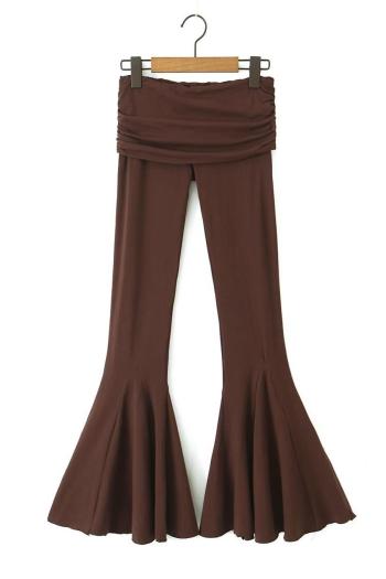 stylish slight stretch solid color slim low waist bell pants size run small