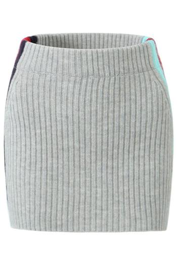 sexy slight stretch color-block knitted all-match mini skirt(size run small)