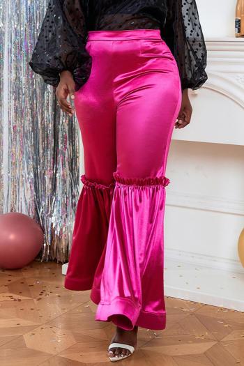 casual plus size slight stretch solid color high-waist boot cut pant