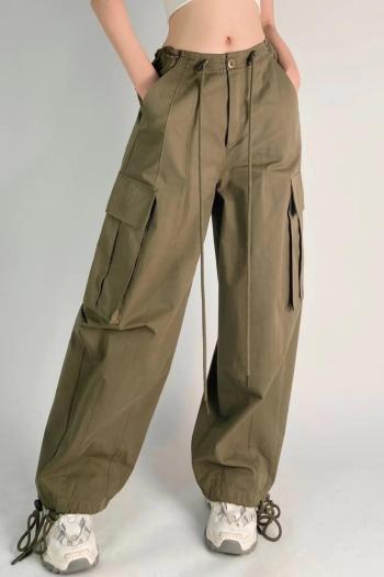 casual non-stretch 5 colors drawstring all-match cargo pants(size run small)