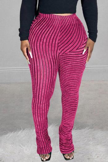 stylish plus size slight stretch stripe knitted 5 colors all-match pants