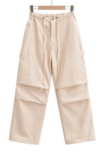 casual slight stretch 3 colors drawstring cargo pants(size run small)