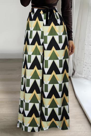 casual plus size non-stretch batch printing loose high waist wide leg pants#2